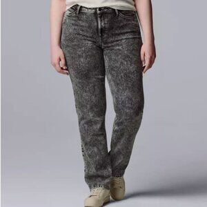 Simply Vera Wang Jeans Women’s 4 Los Feliz Straight Stretch Acid Wash Black